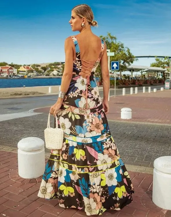 VESTIDO MURAU FLORAL GARDEN LONGO