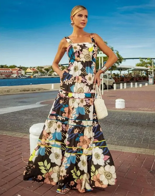 VESTIDO MURAU FLORAL GARDEN LONGO