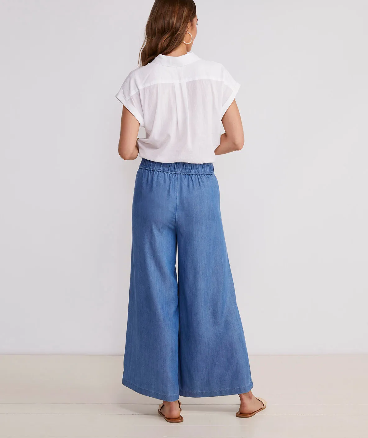 Vineyard Vines Women's Wide Leg Chambray Pants - Light Indigo