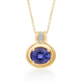 Yellow Gold Tanzanite & Diamond Heirloom Pendant