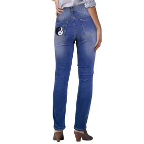 yinyangrecord2 Women's Jeans (Back Printing) (Model L75)