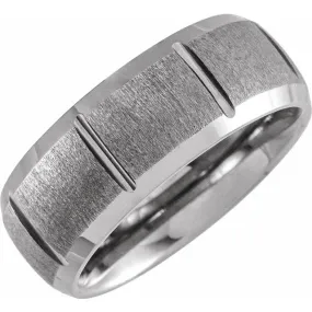 ZEV Men's Tungsten Wedding Ring 8 mm Grooved Beveled Edge Band Comfort-Fit Band By Mike Nekta NYC