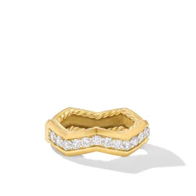 Zig Zag Stax Ring in 18K Yellow Gold with Diamonds, 5mm